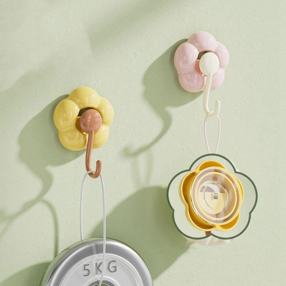 Flower Shape Vacuum Hangers Plastic Towel Hook Multipurpose Suction Cup Hook Bathroom