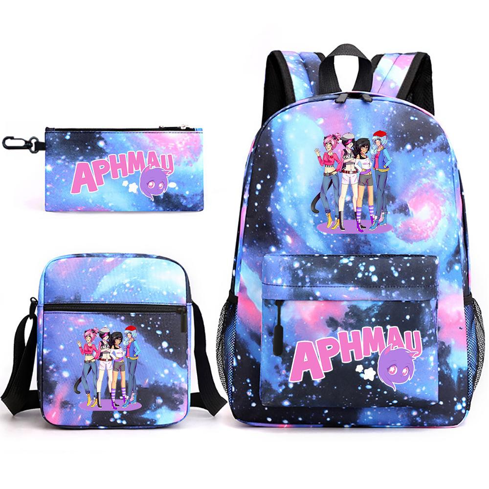 Game Merchandise Aphmau Schooltas Cartoon Rugzak Etui Schoudertas Drie-delige Set Three piece set