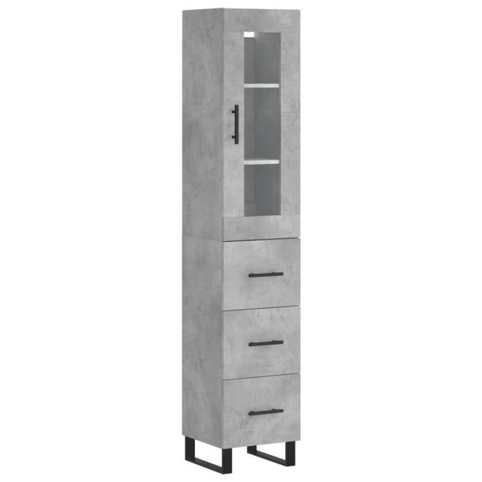 VidaXL Buffet haut Gris béton 34,5x34x180 cm Bois d'ingénierie 3199261