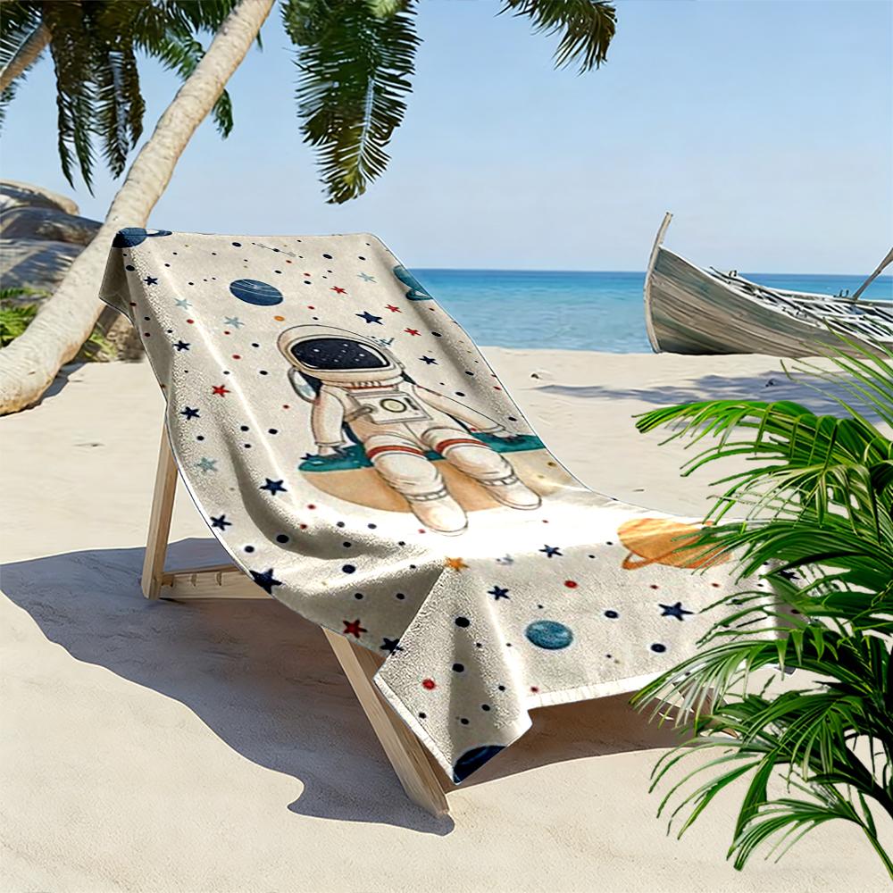 Astronaut and Planets Pattern Beach Towel Quick-drying for Travel Outdoor Sports Jogging Beach and Swimming