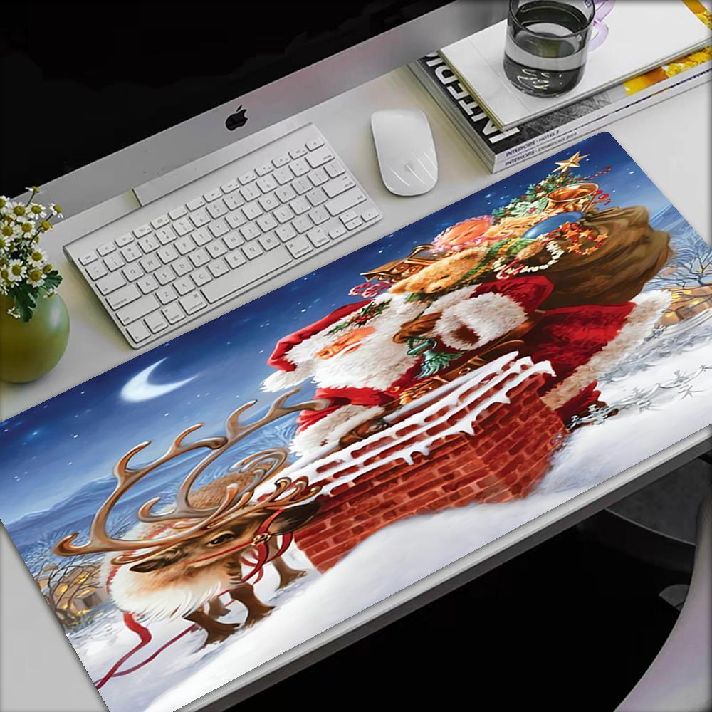 Christmas Santa Claus Theme Mouse Pad, Non Slip Rubber Base, Multifunctional Office & Home Decor, Perfect for Workspace Personalization.
