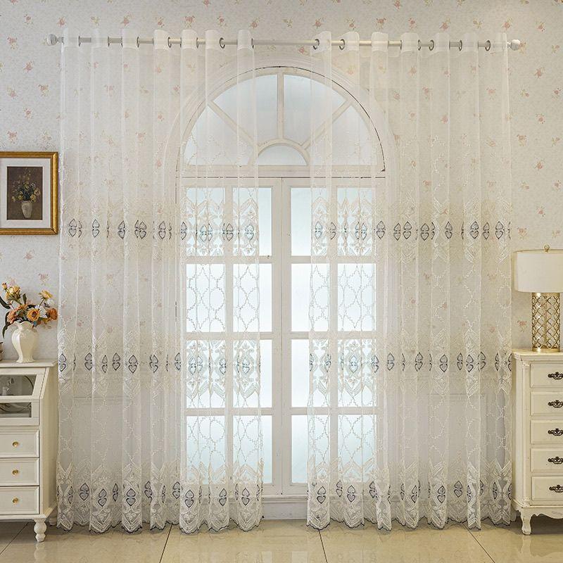 Screen Curtain European Embroidery Embroidery Window Screen Curtain Light Transmission Partition Living Room Bedroom Bay Window Balcony