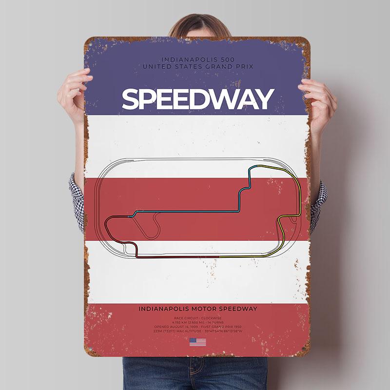 Speedway Circuit Tinplate Poster Customized Wall Art Vintage Retro Metal Signs for Decoration Living Room Decor Men Wand Deko