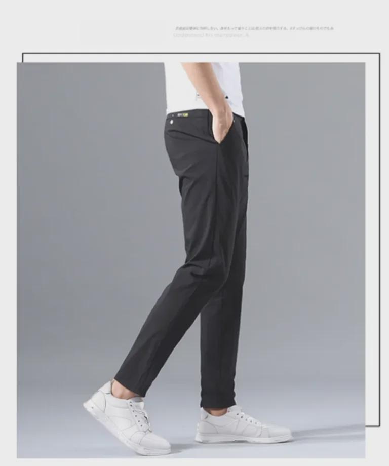 2023 Men's Cotton Stretch Summer Trousers: Youthful Korean-Style Casual Pants for Spring