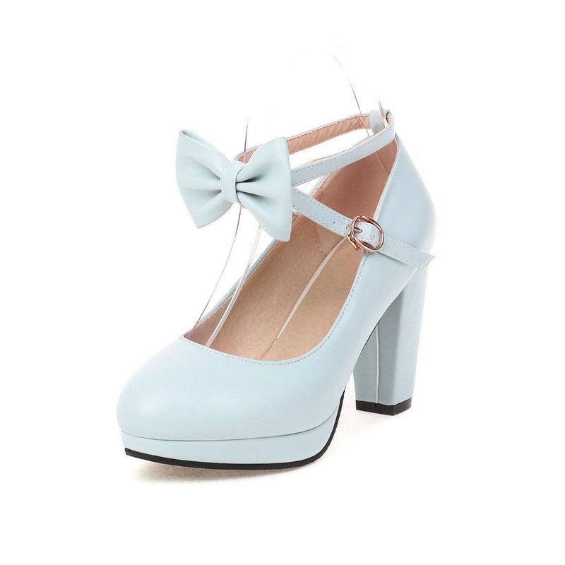 Round head spring and autumn high heels girl princess small leather shoes white girl thick heel single shoes Mary Jane women's single shoes