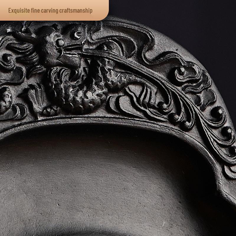 Chengni Inkstone Calligraphy Set: Natural Raw Stone Ink Stick, Duan & She Inkstones, Calligraphy Brush, and Ink Block for Grinding.