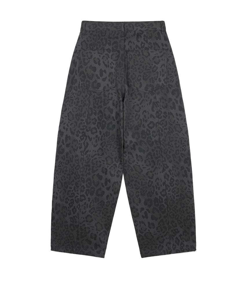 EASY NO EASY Curved Leopard Pants - Charcoal