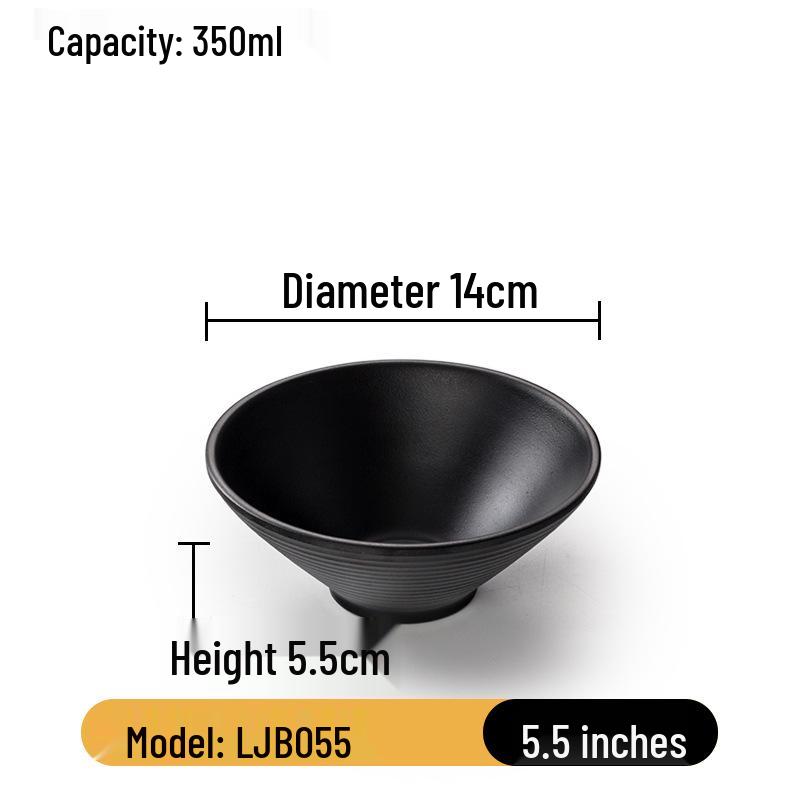 Schwarze Melamin-Suppen- und Reisschale im japanischen Stil - Kleines Kunststoffgeschirr für Hot Pot, Restaurant- oder Hotelgebrauch