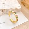 Unique Vintage Geometric Ring Flower Adjustable Tulip Ring Bohemian Enamel Open Ring  Parties
