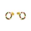 Boucles d'oreilles Luxenter en argent 925 avec zircon multicolore et finition en or jaune 18K - Machi