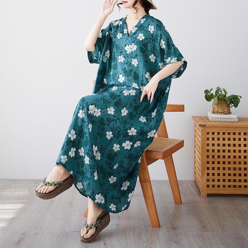 Bohemian Style V-Neck Plus Size Women s Robe Skirt Large Plus Size Free Size