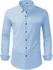 Camisa Social Masculina de Manga Longa Elástica Não Amassa - Cor Sólida