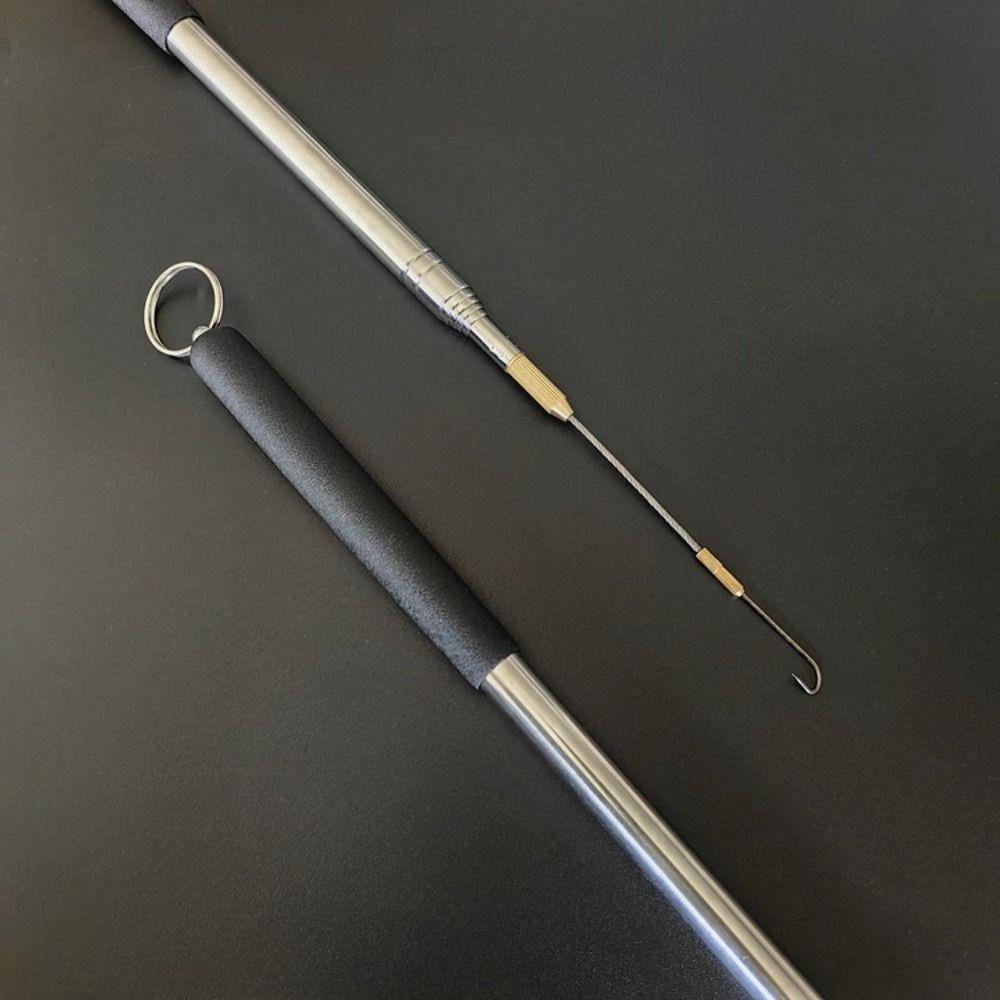 Hot Telescopic Pole Eel Hook Barbed Thread Thread Long Fish Hook Stainless Steel Handle 1.2m/1.6m Ricefield Eel Hook