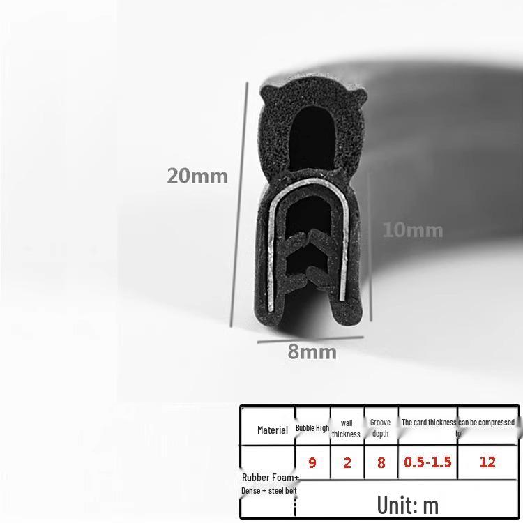 U-Shaped Waterproof Dustproof Rubber Sealing Strip for Cabinets and Car Doors