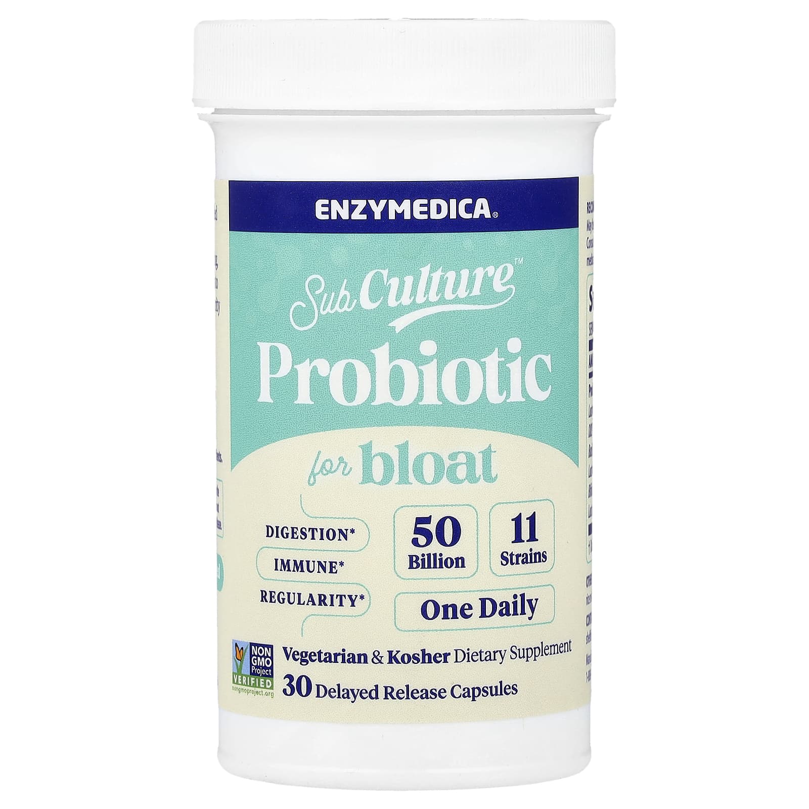 

Enzymedica, SubCulature™ Probiotic for Bloating, 50 Billion, 30 Delayed-Release Capsules