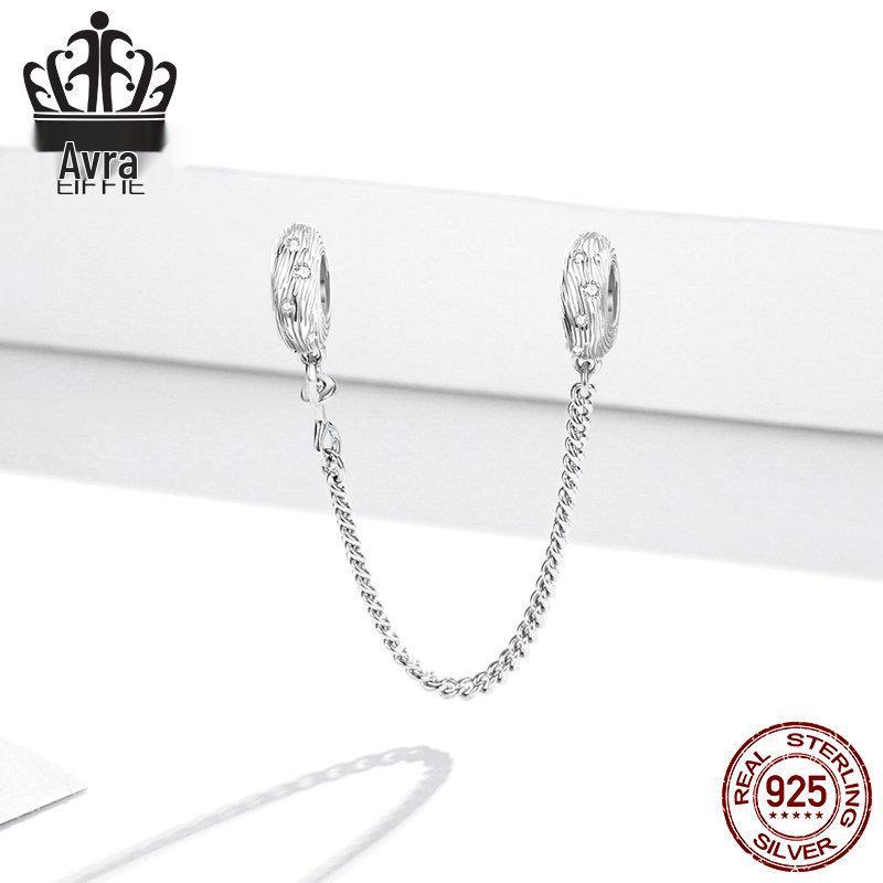 European S925 Sterling Silver Water Ripple Safety Chain Bracelet Accessory