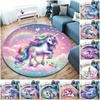 1Pc Cute Unicorn Circular Print Rug - Home Decoration Carpet For Living Room Bedroom Flooring Computer Chair Area Rug