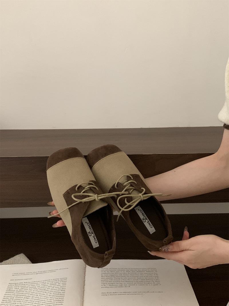 

2025 autumn and winter new French retro round head flat-soled single shoes women s shoes one pedal loafers women s outer wear 39 абрикосовый