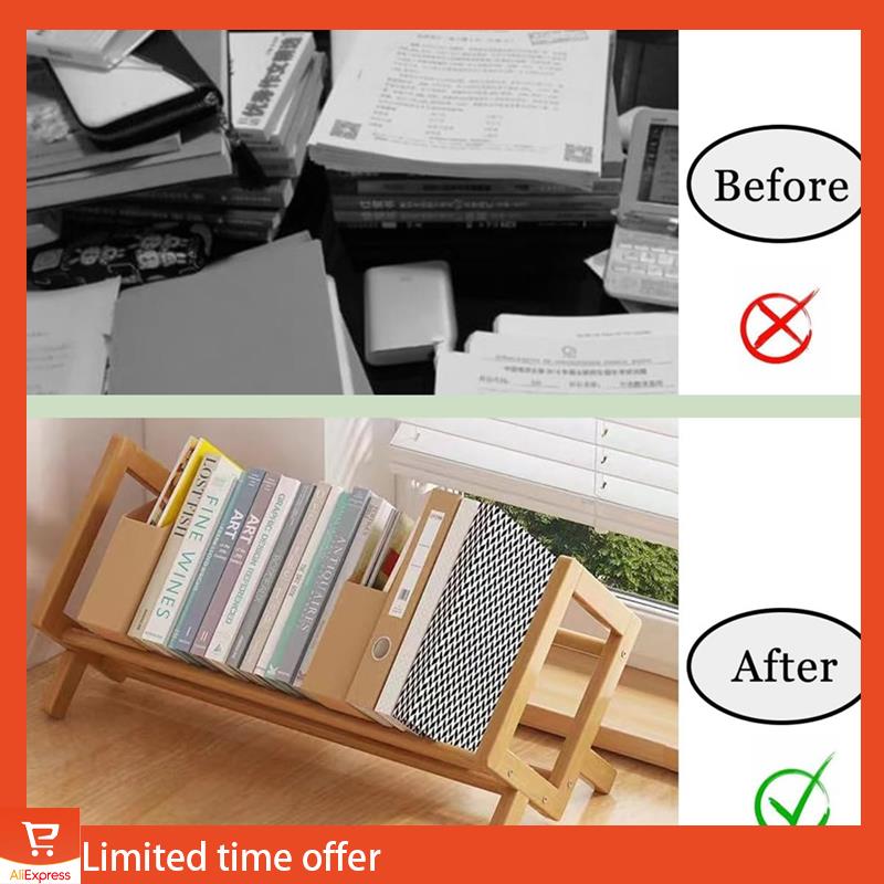 Fresh Desktop Bookshelf Bookshelf Storage Rack Wooden Inclined Bookshelf