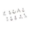 1Piece Stainless Steel Thin Rod Piercing Stud Earrings For Women 2023 Fashion Flowers Zircon Ear Bone Nails