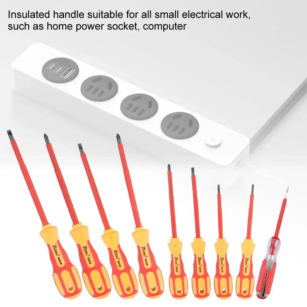 9Pcs Magnetic Screwdriver Screwdriver Set Insulated Phillips Slotted Bits Electrician For Electrician Hand Tools Multifunctional