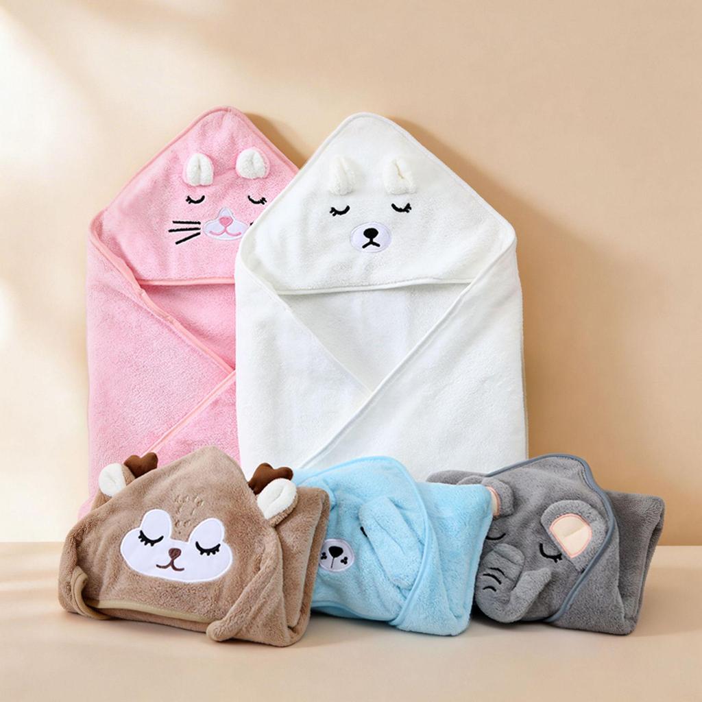 Newborn Coral Fleece Hooded Swaddle & Quick-Dry Bath Towel