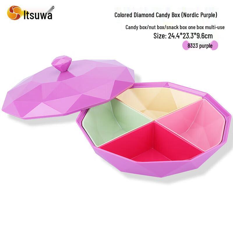 Wuhe Diamond Round Candy and Nut Box with Lid