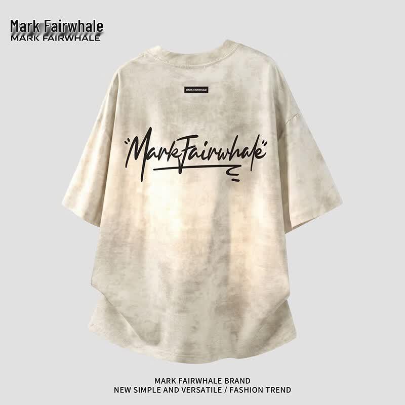 Mark Fairwhale Unisex Tie-Dye Letter Print Cotton T-Shirt L