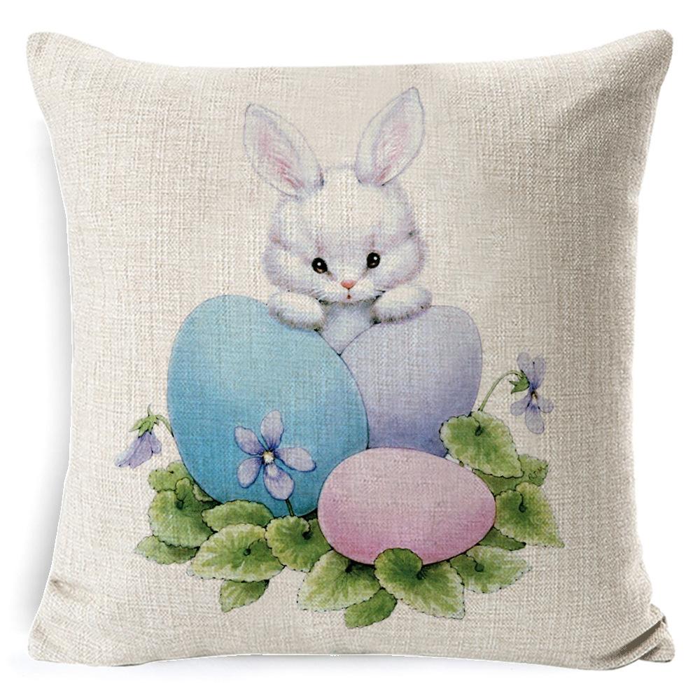 New Digital Printing Easter Theme Pillow Cover Cushion Cover Cute Bunny Truck Animal Pillow Cover