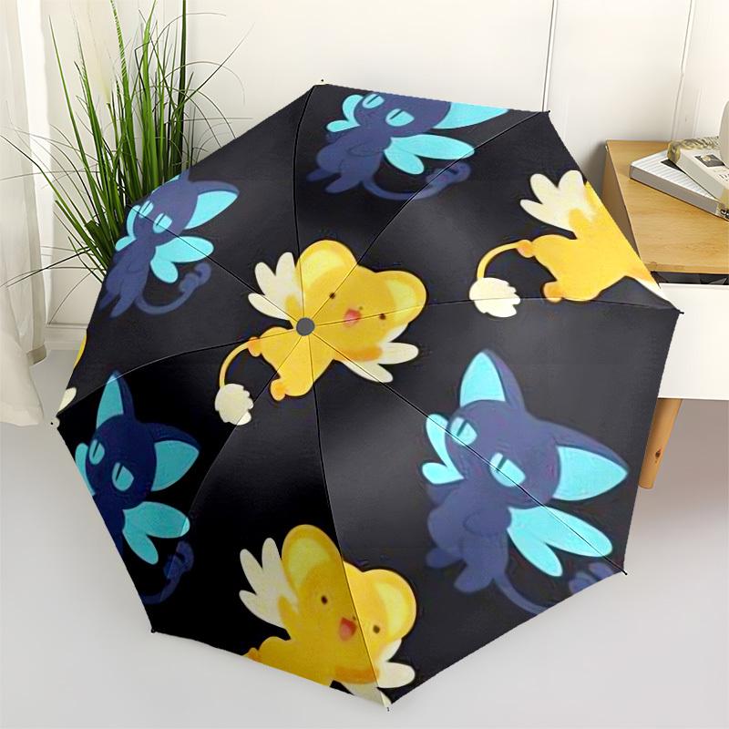 

1pc Fairy Cats and Yellow Mouse Pattern Umbrella with Plastic Handle,Suitable for All Seasons Home Travel Outdoor UmbrellaM1010