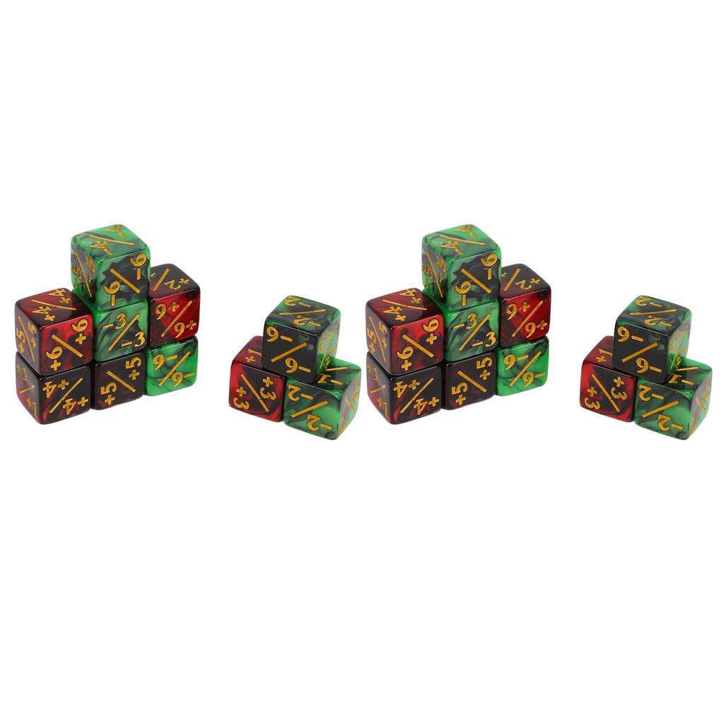 20PCS 16mm 2 Color Dice with Addition and Subtraction Numbers Plastic Six Sided Dice Set for Math Teaching