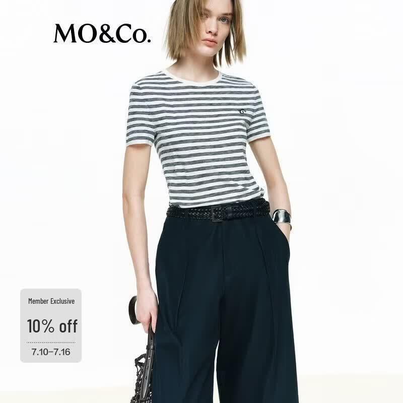 MO&Co. C+ Series Striped Short Sleeve Knit Top