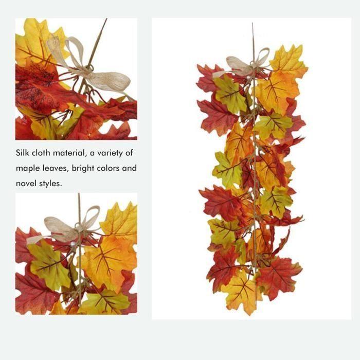 Feuilles d'érable artificielles à suspendre - AIMOONSA - 55 x 23 cm - 24 feuilles - Plastique et soie - Multicolore