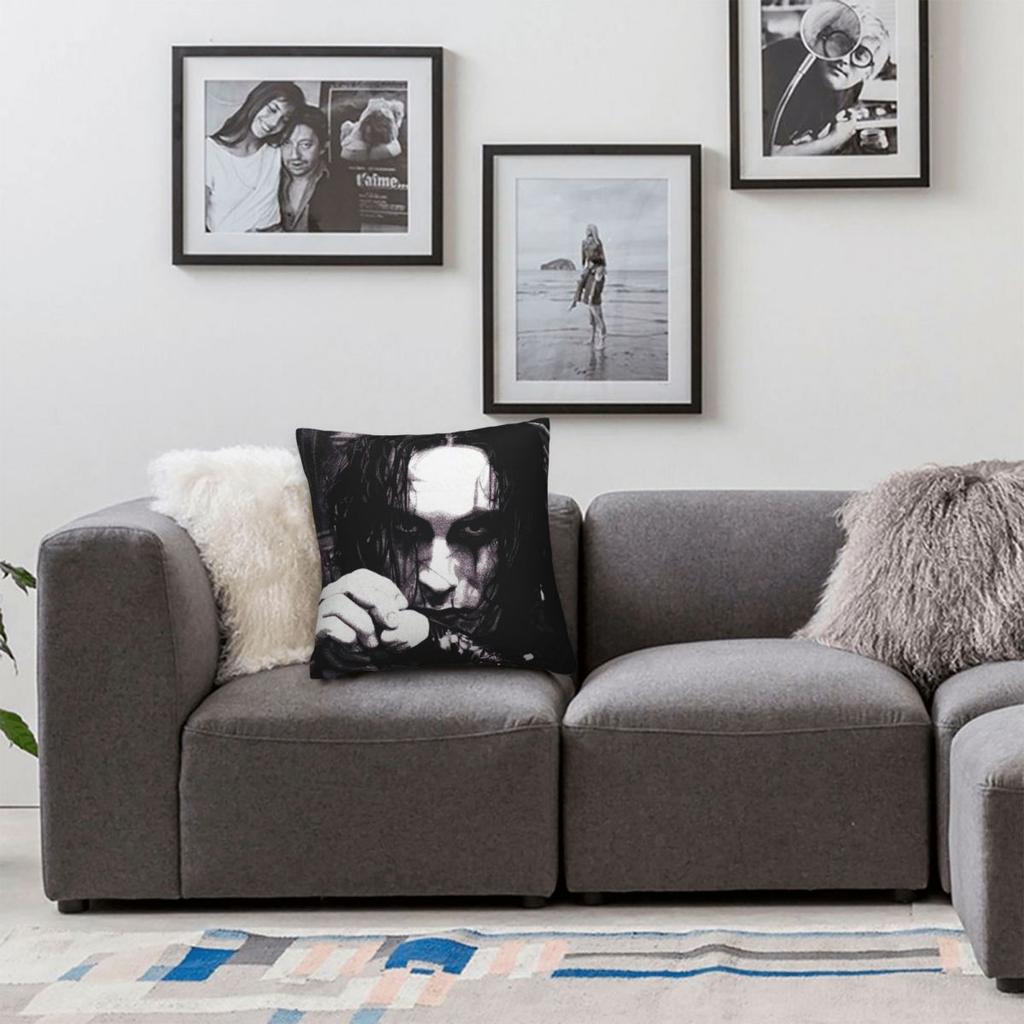 Eric Draven Crow Brandon Lee Square Pillowcase Polyester Linen Velvet Creative Zip Decor Throw Pillow Case Sofa Cushion Cover