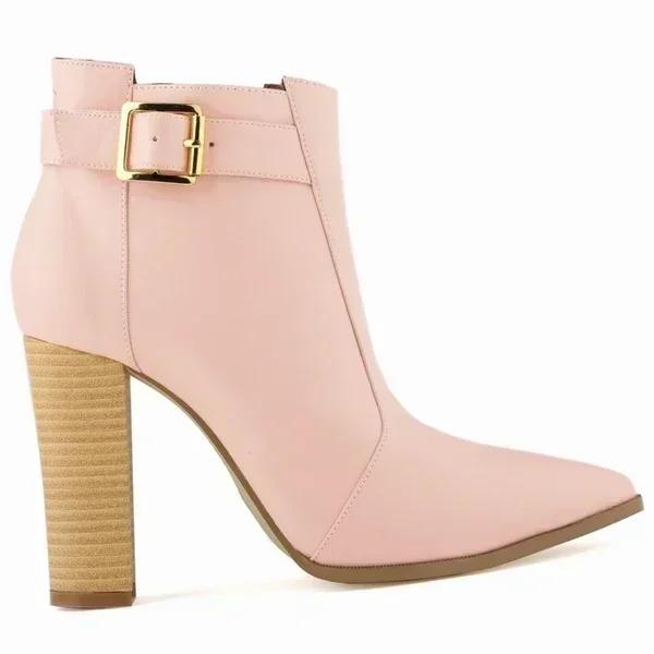 Women Ankle Boots Winter Autumn Fashion Pointed Toe 11cm Thick High Heels Lady Shoes Heeled Sexy Nightclub Red Short Boots