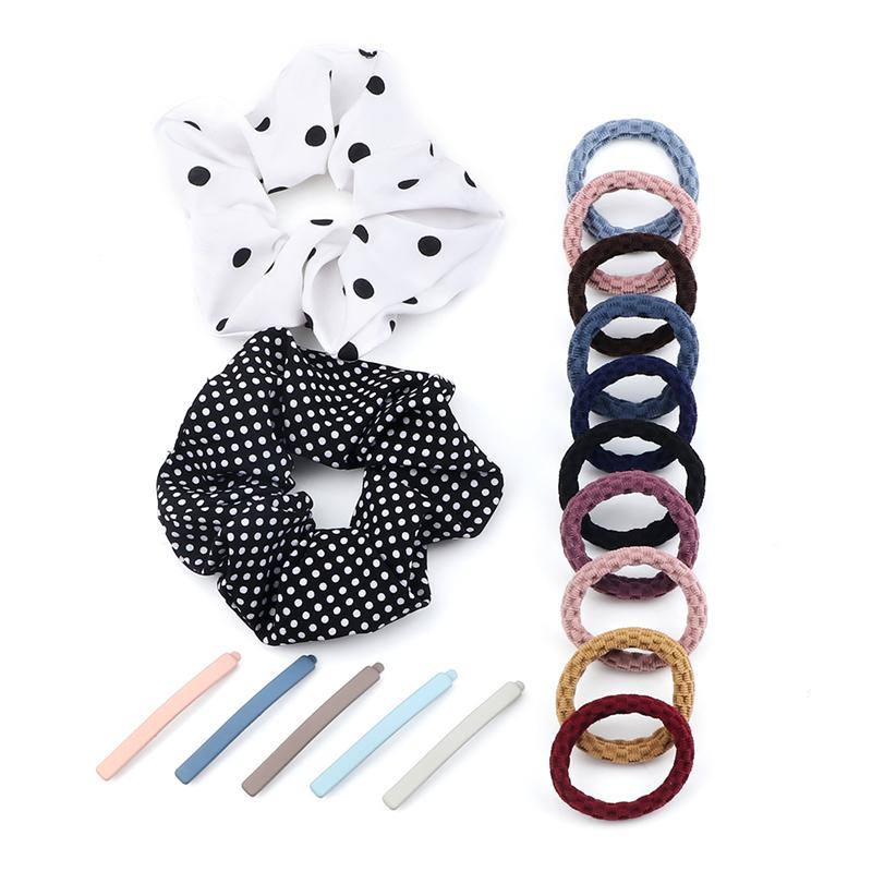 17PCS/Set Elastic Basic Hair Bands Hairpins Fashion Rubber Band for Women Girls Hair Clips Ties Headwear Hair Accessories Gifts