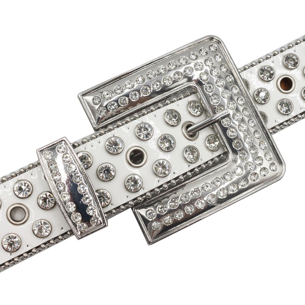 Square Rhinestone Buckle Western Rhinestone Denim Trend Belt Party Stage Design Cross