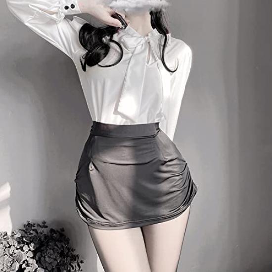 Cosplay Sexy Erotic OL Female Teacher Sexy Suit Set Costume Miniskirt Office Woman Private Tutor Secretary Uniform Blouse Tight Miniskirt Fancy Dress