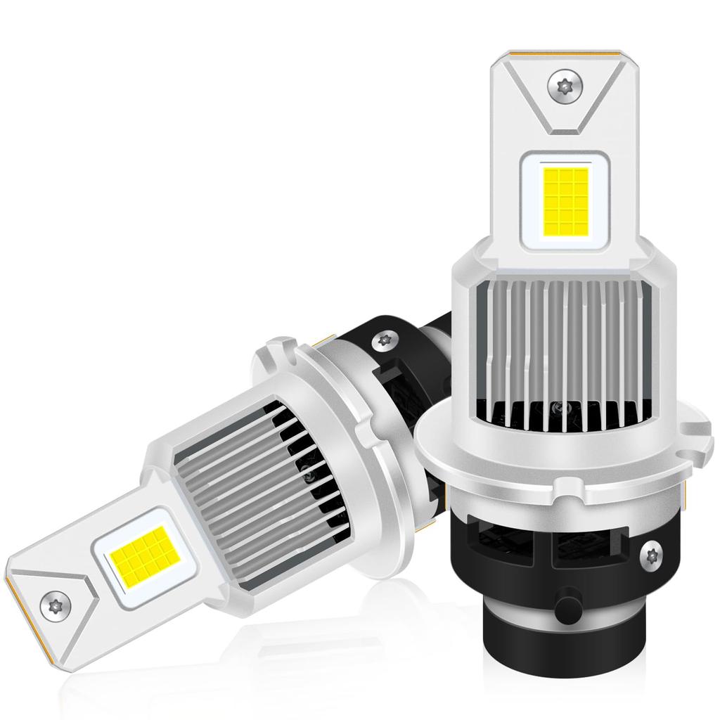 Fenikso D4S LED Super Bright White D4R Fan No Wiring or Modification Genuine 2 Pieces Headlights, 6500K, LED, Plug-and-Play, Double-Sided Lighting,