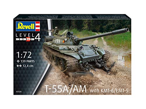 German Revell 1/72 Soviet Army T-55a/AM with KMT-6/EMT-5 Plastic Model Kit 03328