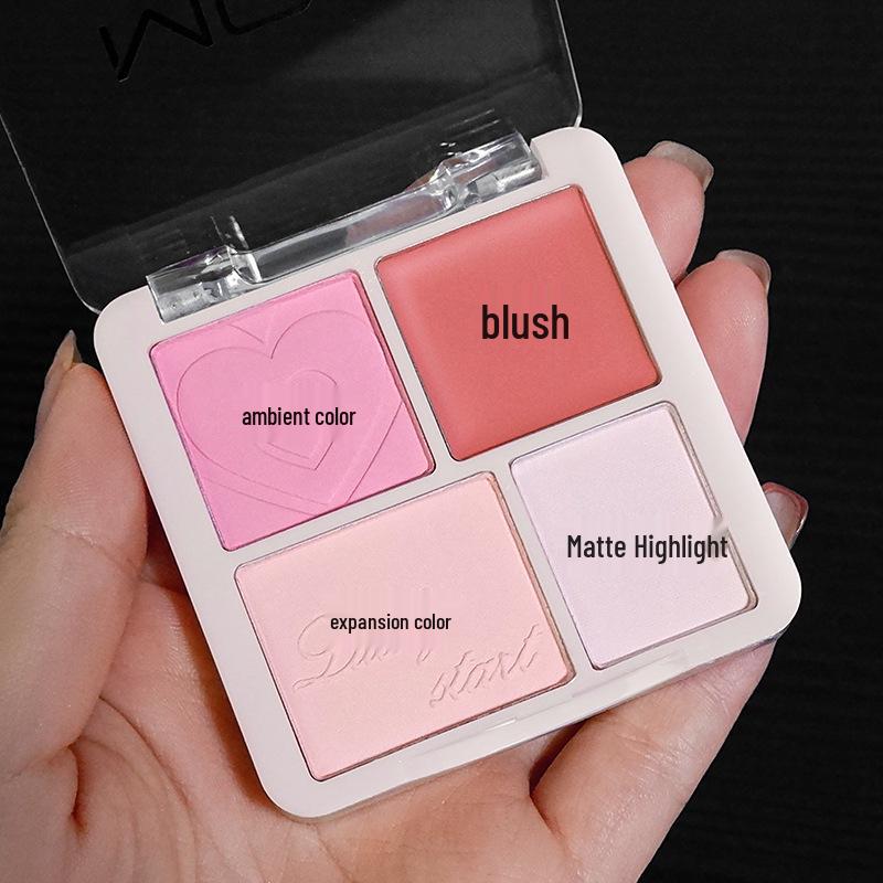 Korean Atmosphere: Four-Color Blush & Highlight Palette for Contour and Brightening