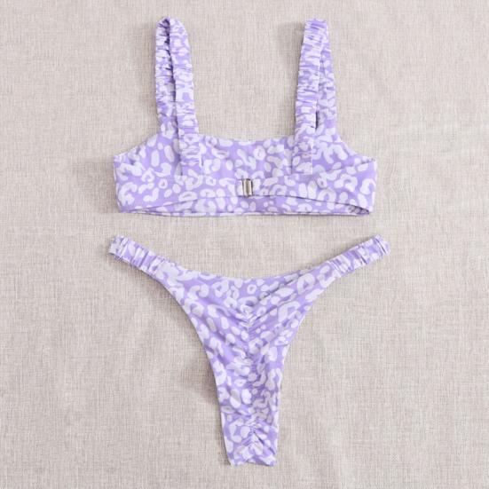 2 Pcs/Set Swimwear Set Leopard Print Soft Quick Dry Slim Fit Bikini