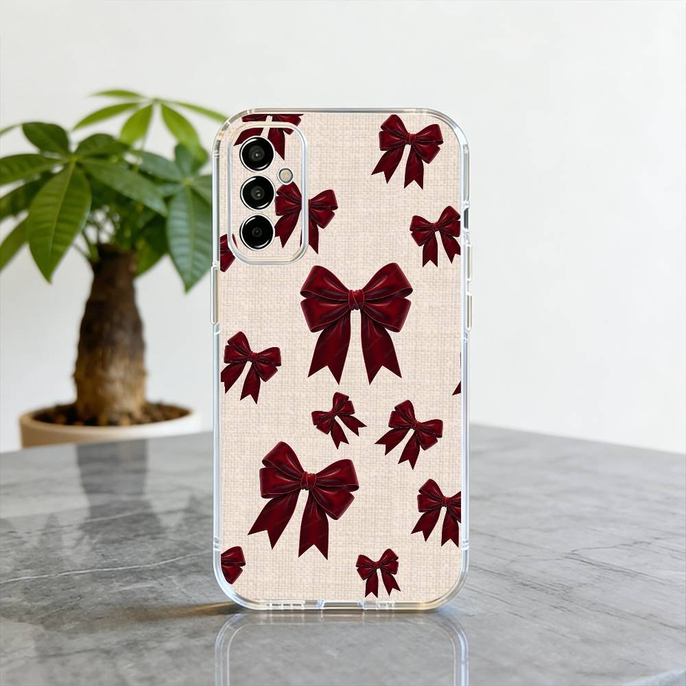 Bowknot  Phone Case For SamsungA10,12,20,21S,30,31,40,50,51,52,70,71 Transparent Cover
