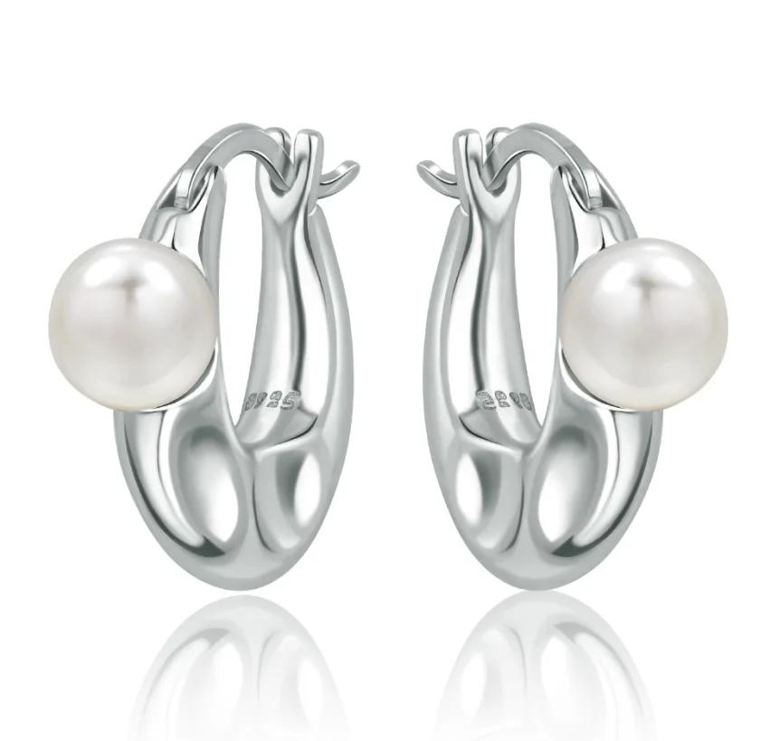 New 925 Silver Pearl Set Charms Ring Heart Earrings Beads Romantic Pendant Fit Bracelets Necklace Fine Jewelry Gift
