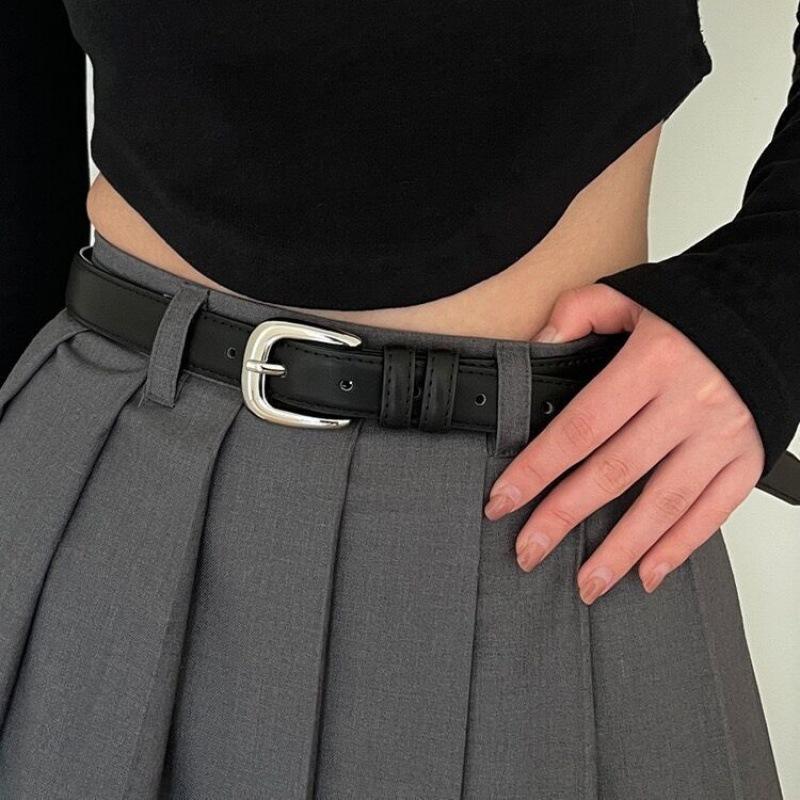 Pu Womens Chic Slim Waist Belt Perfect For Casual And Fashionable Daily Wear Black In