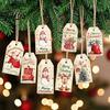 Holiday Souvenir Tags 50Pcs Christmas Tree Gift with Hemp Rope, Brown Paper Tags, Winter Party Favors Hanging Name Labels for DIY Xmas Wrapping