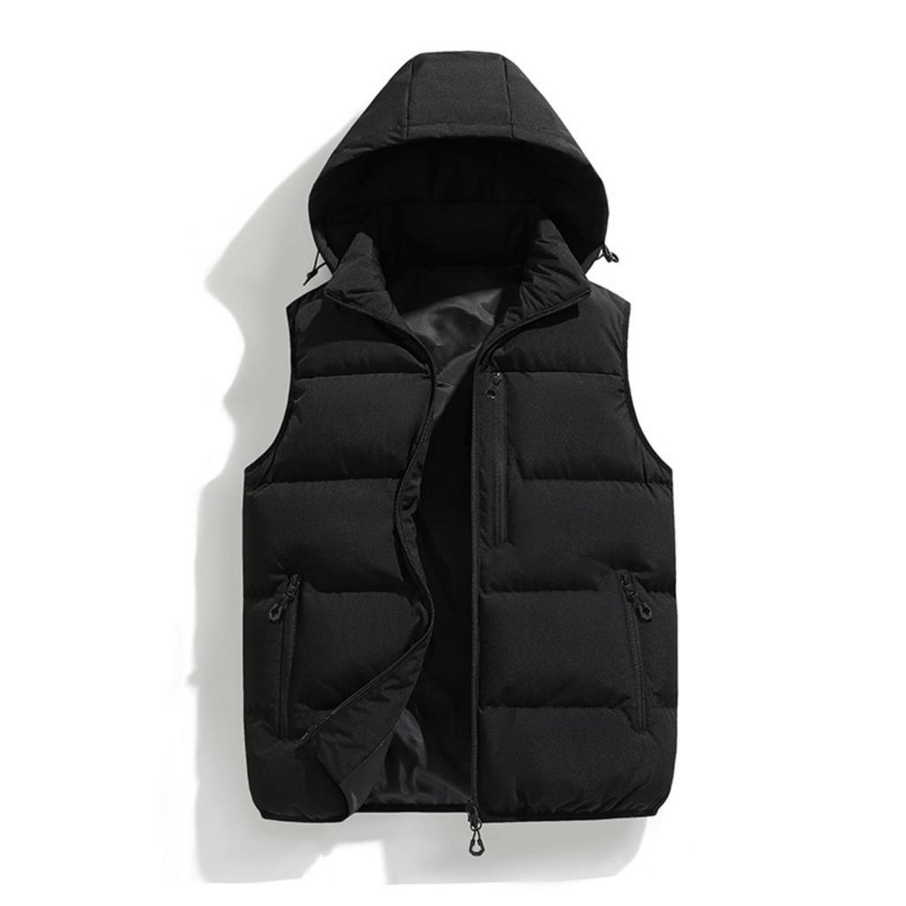 Giacca Calda in Cotone Casual da Uomo a Blocchi di Colore Larga, Giacca Gilet Senza Maniche con Cappuccio Staccabile da Uomo