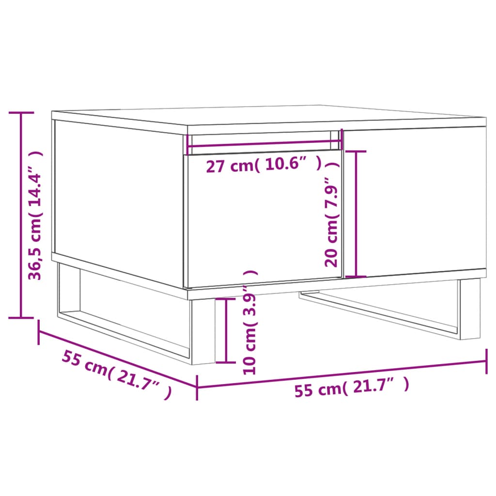 Coffee Table Gray Sonoma 55 X 55 X 36.5 Cm Particleboard