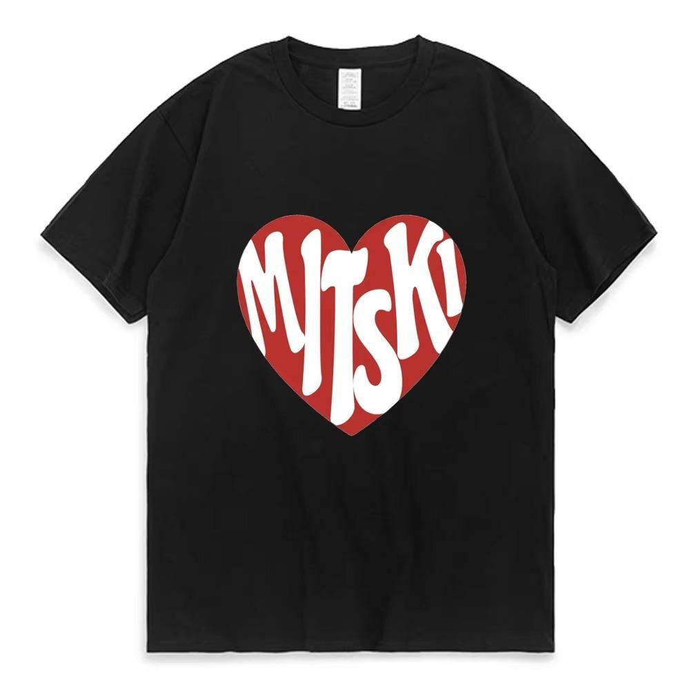 Mitski Heart Logo Graphic TShirt Unisex Street Hip-hop Couple Fashion Trendy Tops Summer Short Sleeve Cozy Tee Shirt Men Women