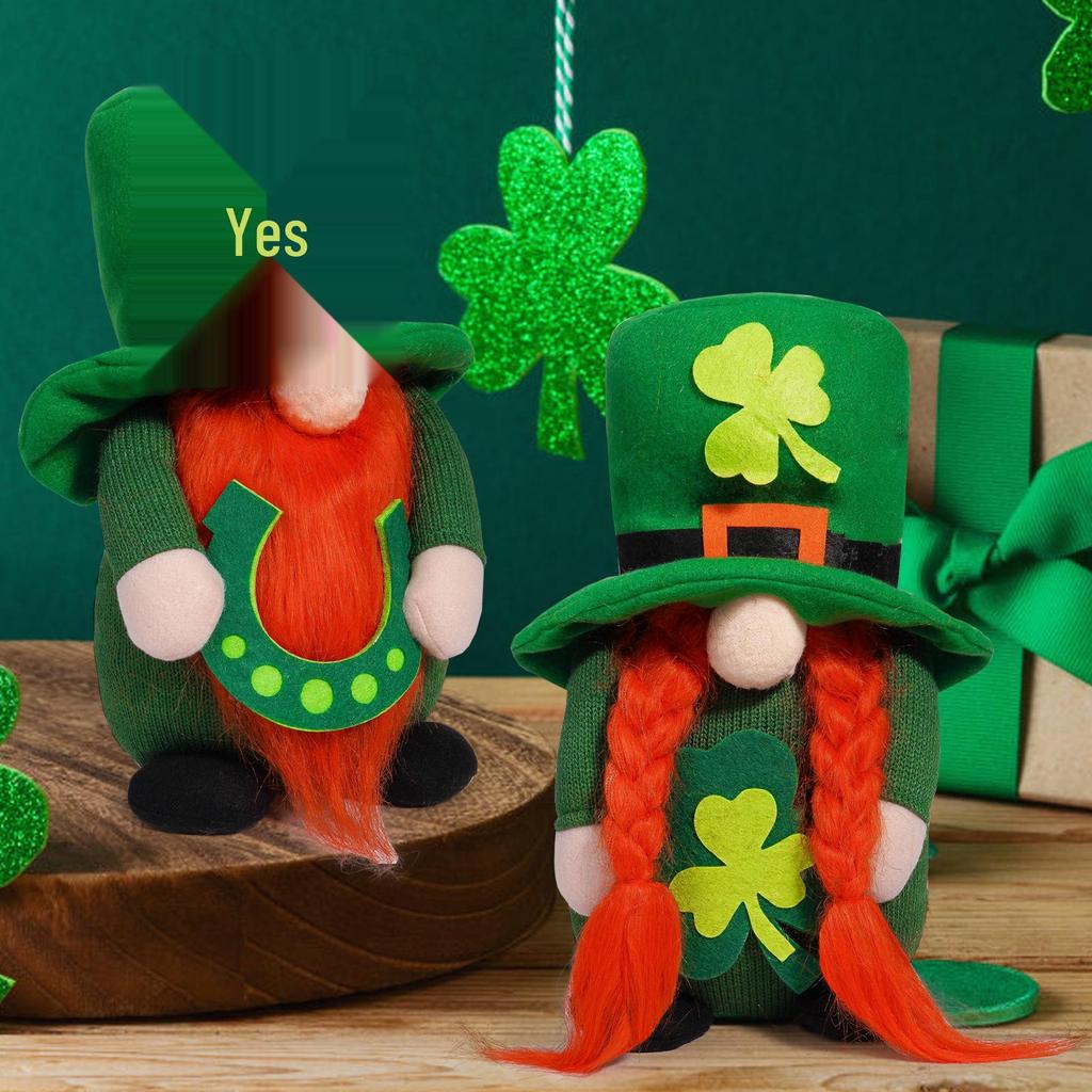 St. Patrick's Day Green Leaf Rudolph Faceless Doll Ornament